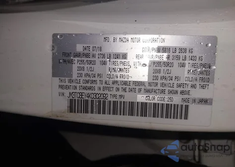 2019 Mazda Cx-9 Signature from USA, damaged, VIN JM3TCBEY4K0302092